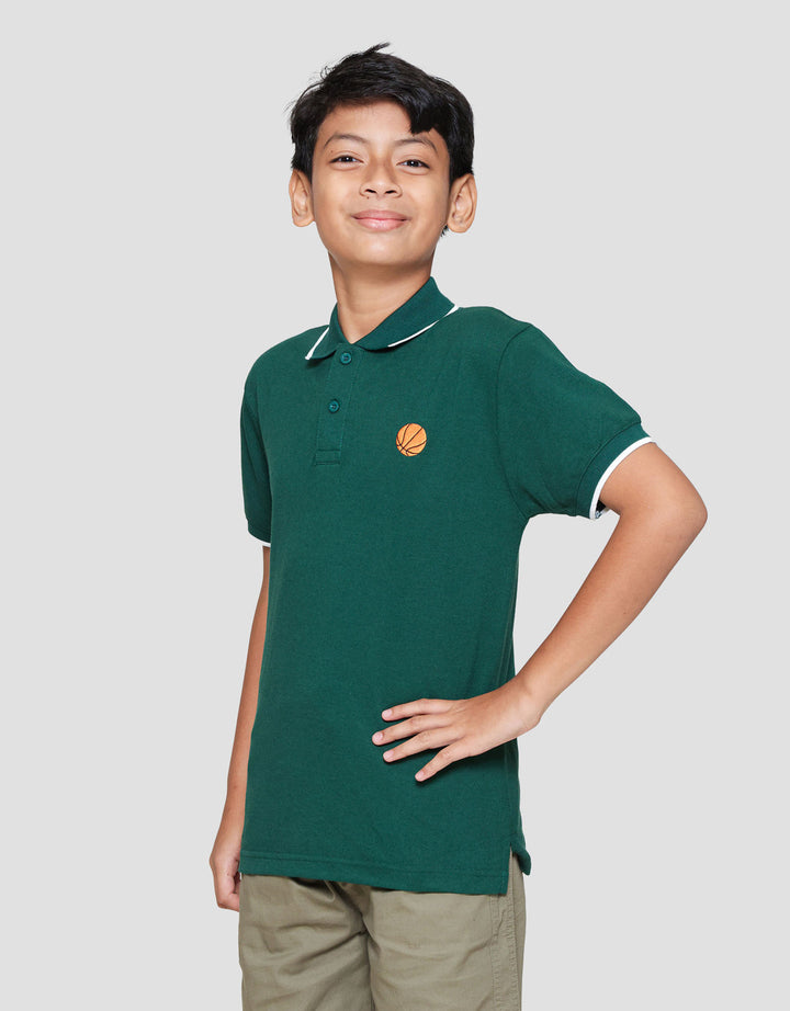 Nevada Wangki Solid Bordir Kaos Polo Anak Laki-laki