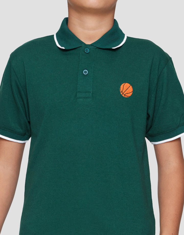 Nevada Wangki Solid Bordir Kaos Polo Anak Laki-laki