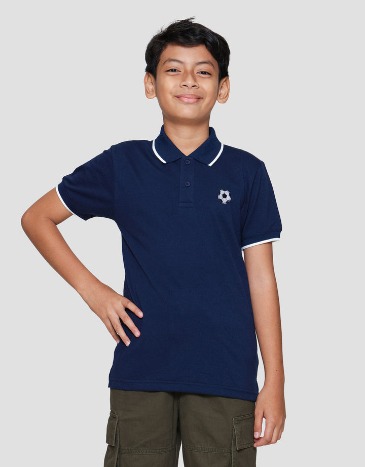 Nevada Wangki Solid Bordir Kaos Polo Anak Laki-laki