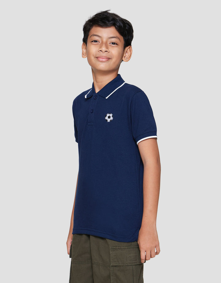 Nevada Wangki Solid Bordir Kaos Polo Anak Laki-laki