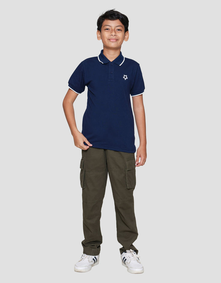 Nevada Wangki Solid Bordir Kaos Polo Anak Laki-laki