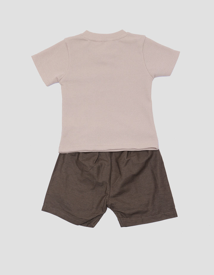 Little M Raglan Waffle With Woven Boys Clothing Set