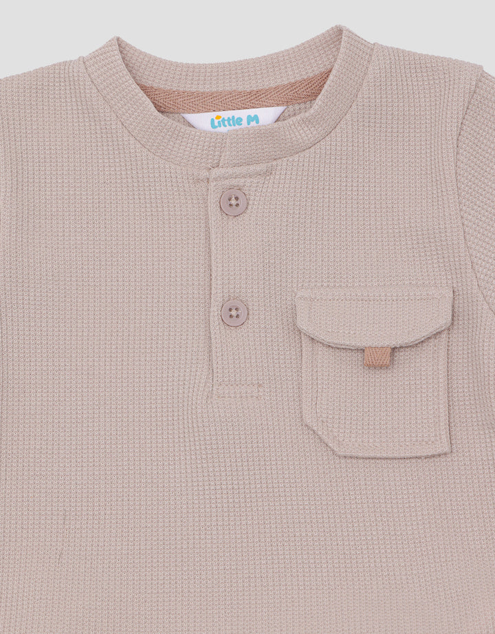 Little M Raglan Waffle With Woven Boys Clothing Set