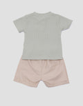 Little M Raglan Waffle With Woven Pakaian Setelan Anak Laki-laki