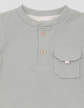 Little M Raglan Waffle With Woven Pakaian Setelan Anak Laki-laki