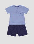 Little M Waffle With Button Baju Set Anak Laki-Laki