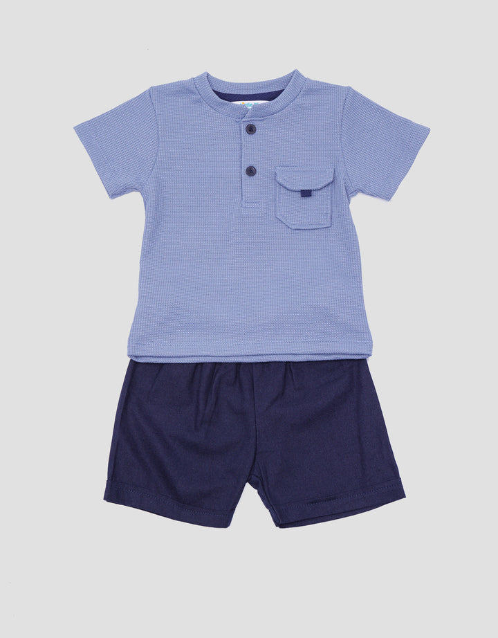 Little M Waffle With Button Boys Clothes Set