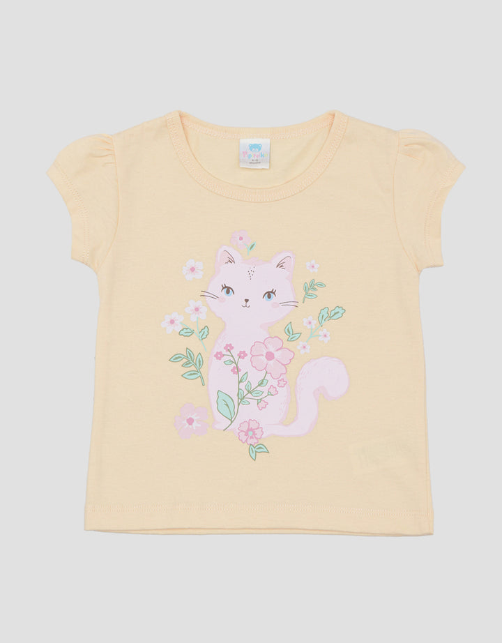 Pipiniko Cat Pretty Kaos Lengan Pendek Anak Perempuan