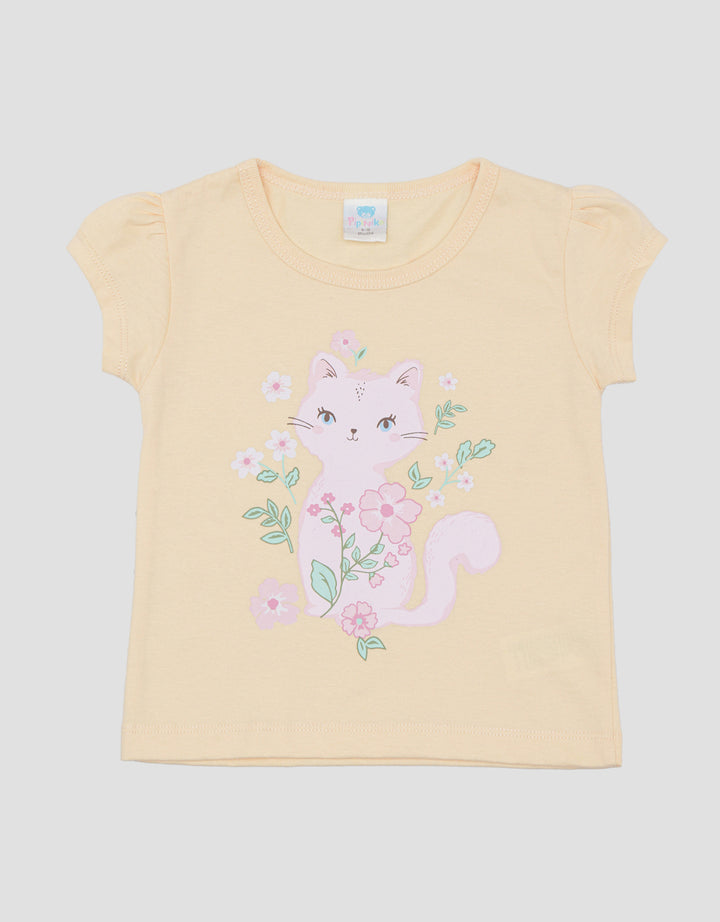Pipiniko Cat Pretty Kaos Lengan Pendek Anak Perempuan
