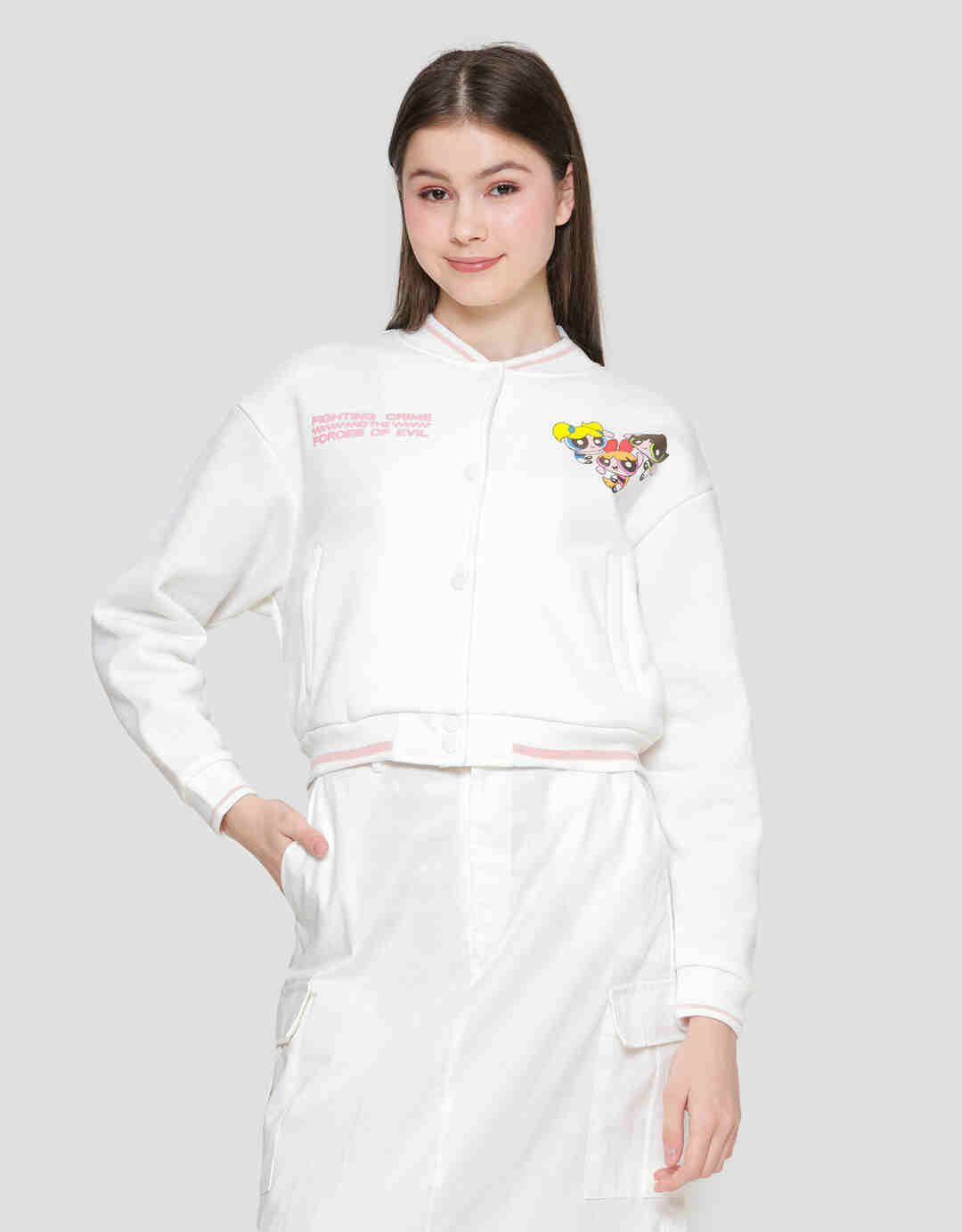NEVADA FLEECE VARSITY POWERPUFF GIRLS JAKET WANITA