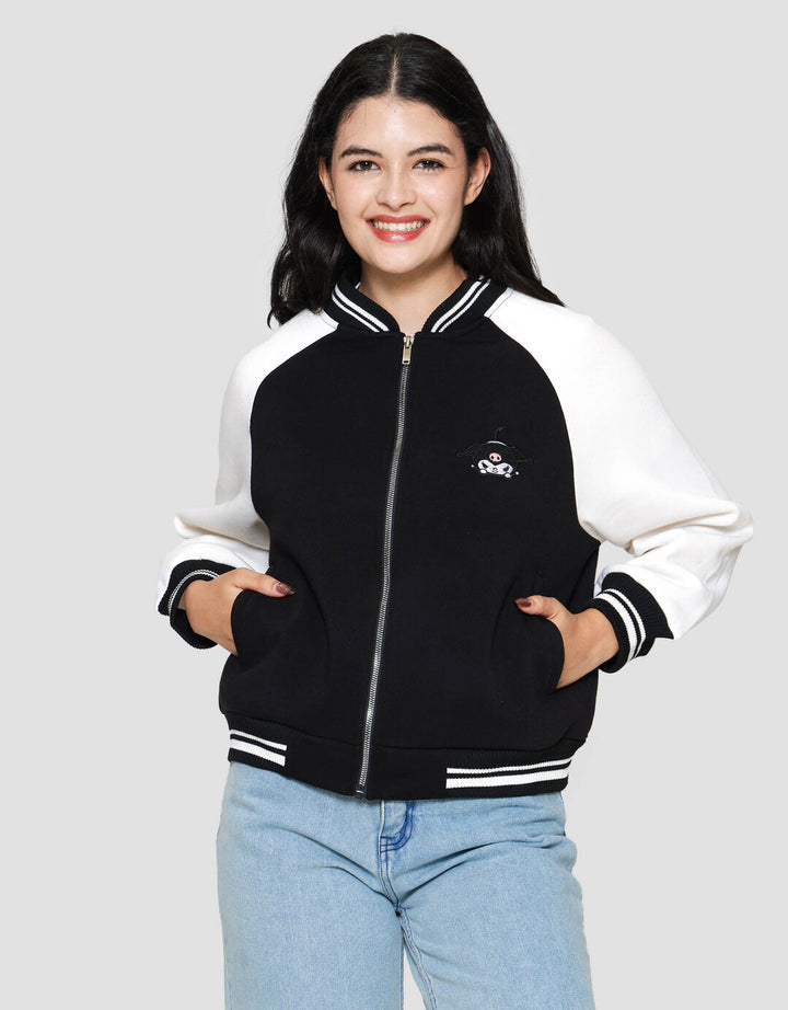 Nevada Fleece Reg Zipper Varsity Kuromi Jaket Wanita