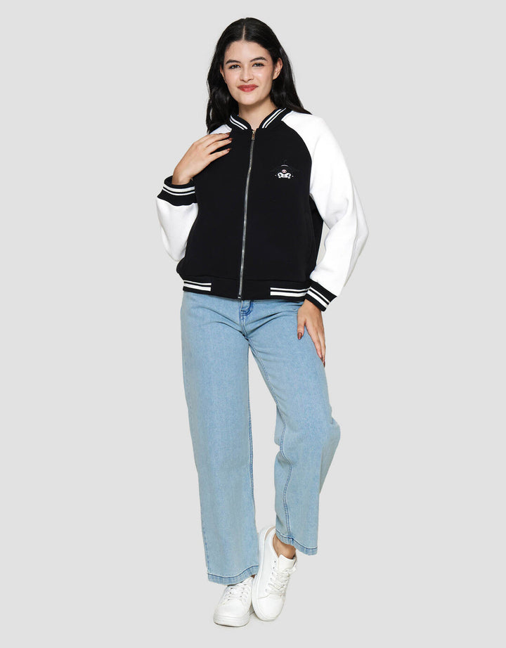 Nevada Fleece Reg Zipper Varsity Kuromi Jaket Wanita