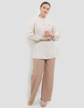 Expand Hinora Blouse Earth Tone Striped Wanita