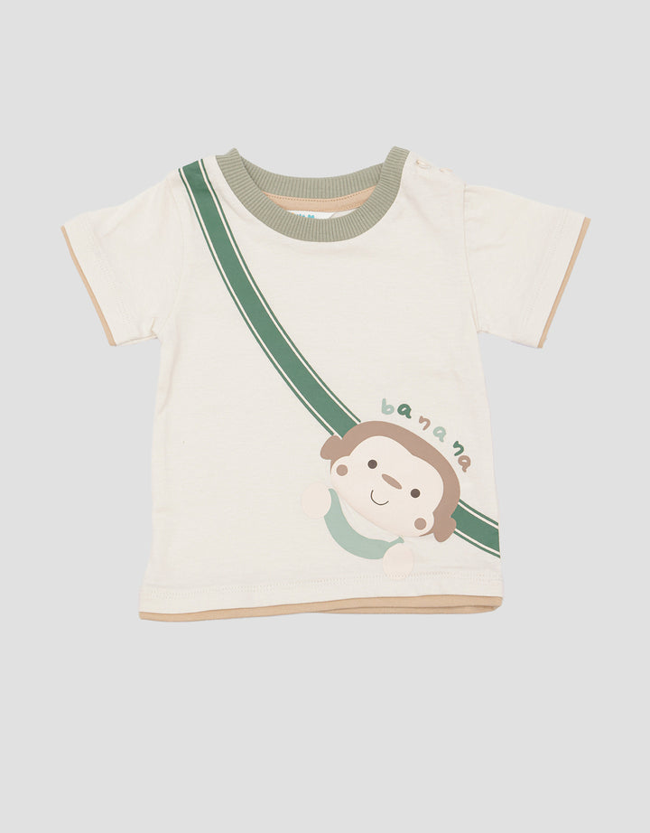 Little M Top Monkey Bag Kaos Lengan Pendek Anak Perempuan