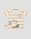 Pipiniko Stripe Monkey Kaos Lengan Pendek Bayi Laki-Laki
