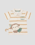 Pipiniko Stripe Monkey Kaos Lengan Pendek Bayi Laki-Laki