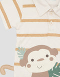 Pipiniko Stripe Monkey Kaos Lengan Pendek Bayi Laki-Laki
