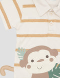 Pipiniko Stripe Monkey Kaos Lengan Pendek Bayi Laki-Laki