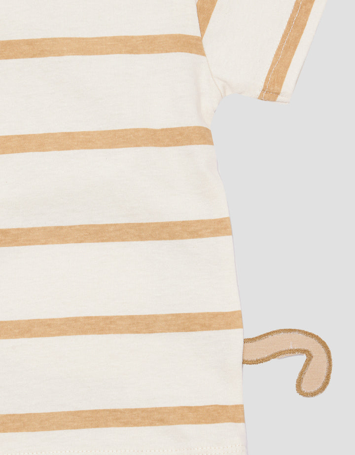 Pipiniko Stripe Monkey Kaos Lengan Pendek Bayi Laki-Laki