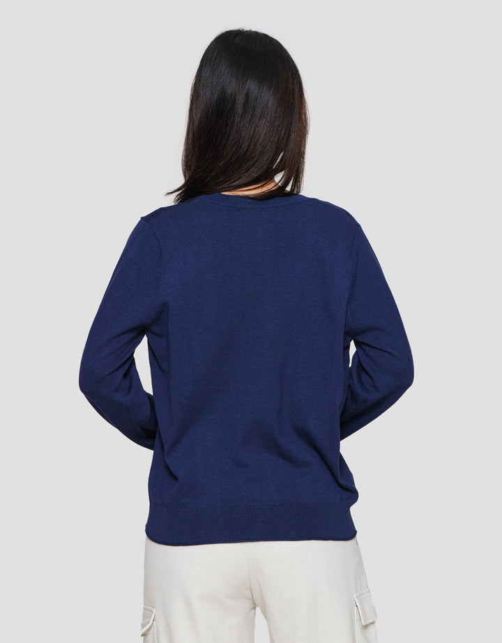 Connexion Vneck Polos Rajut Kaos Lengan Panjang Wanita