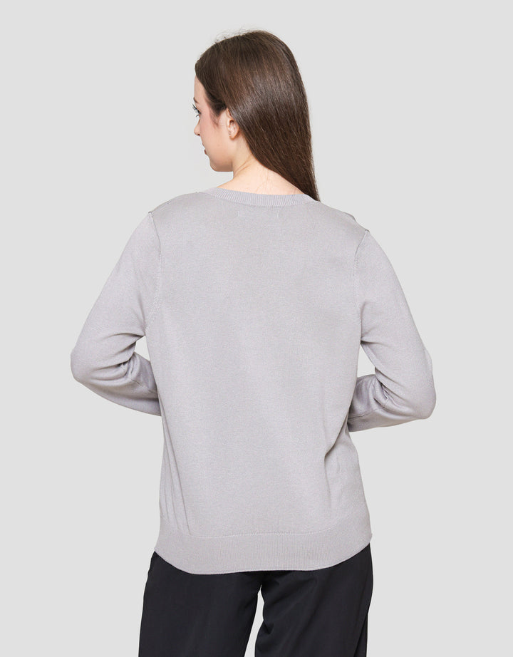 Connexion Vneck Polos Rajut Kaos Lengan Panjang Wanita