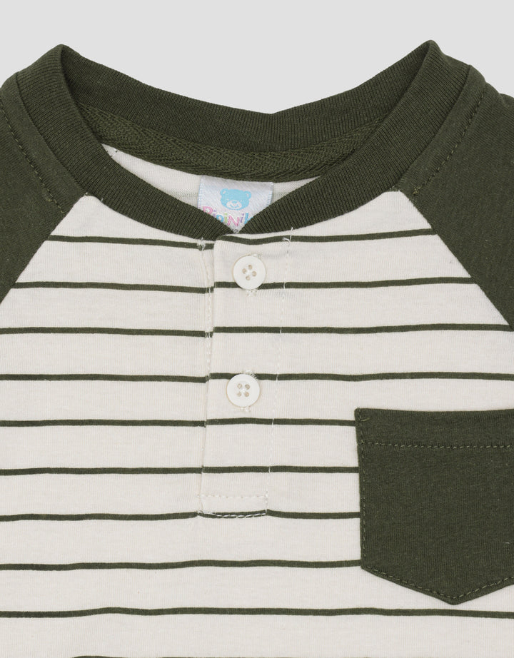 Pipiniko Raglan With Stripe Short Woven Baju Set Anak Laki-Laki