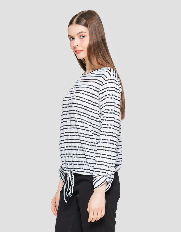 Connexion Stripe Rajut Kaos Wanita