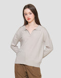 Connexion V Neck Knitted Long Sleeve Women's T-shirt