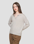 Connexion V Neck Knitted Long Sleeve Women's T-shirt