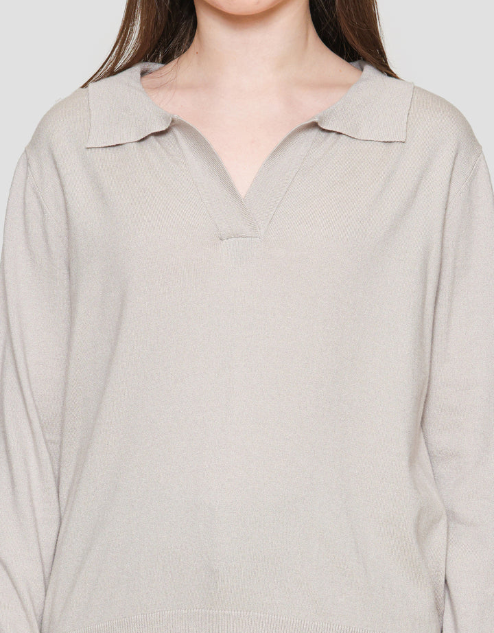 Connexion V Neck Knitted Long Sleeve Women's T-shirt