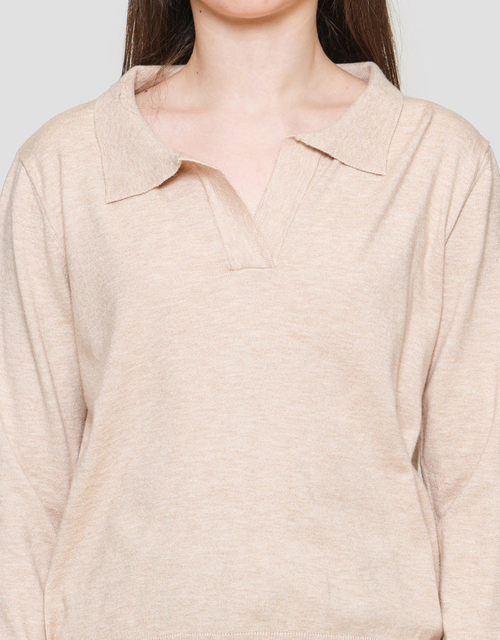 Connexion V Neck Knitted Long Sleeve Women's T-shirt