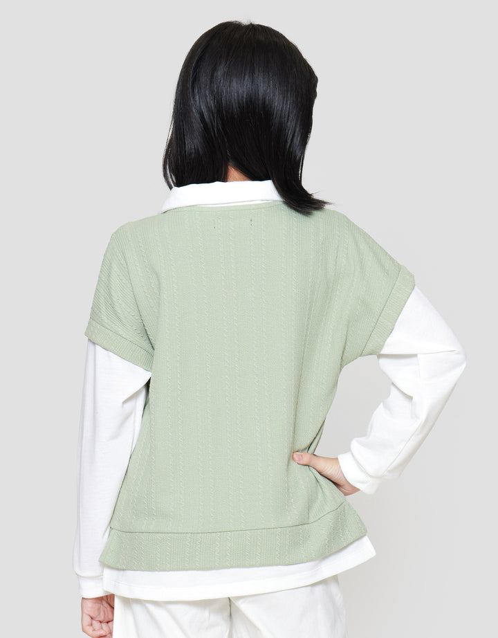 Nevada Boxy Knit 2 Pcs Look Alike Sweater Anak Perempuan