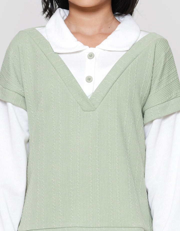 Nevada Boxy Knit 2 Pcs Look Alike Sweater Anak Perempuan