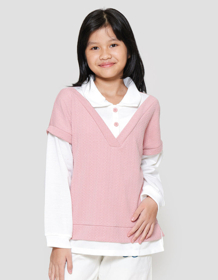 Nevada Boxy Knit 2 Pcs Look Alike Sweater Anak Perempuan