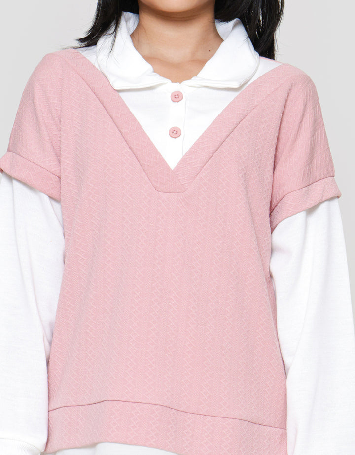 Nevada Boxy Knit 2 Pcs Look Alike Sweater Anak Perempuan