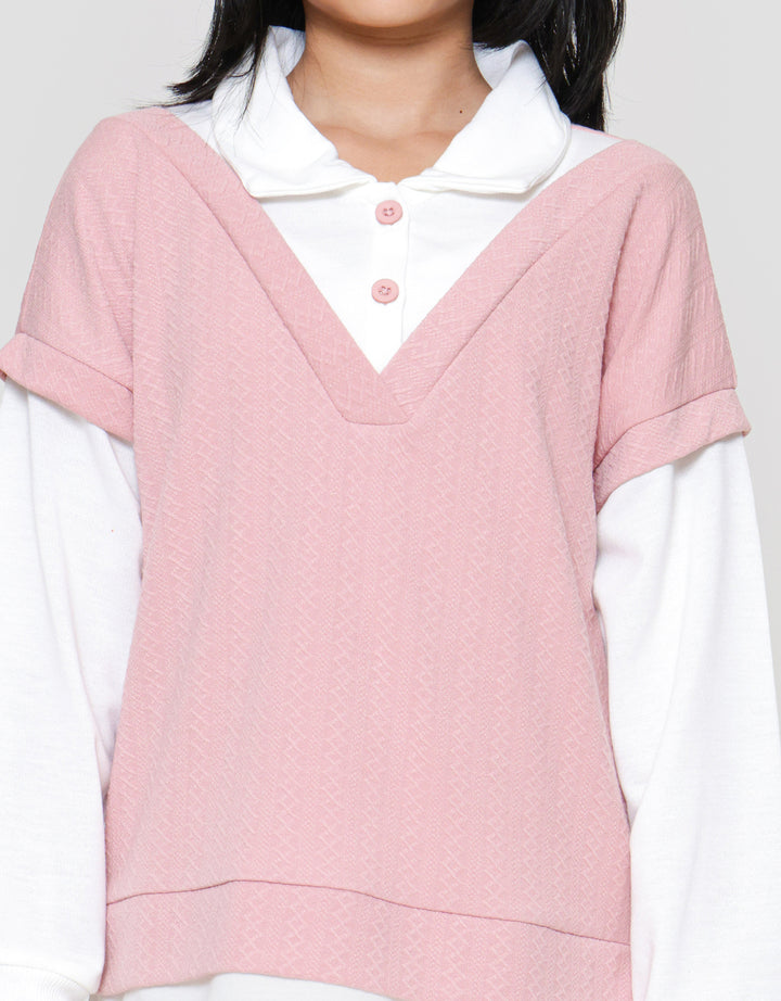 Nevada Boxy Knit 2 Pcs Look Alike Sweater Anak Perempuan