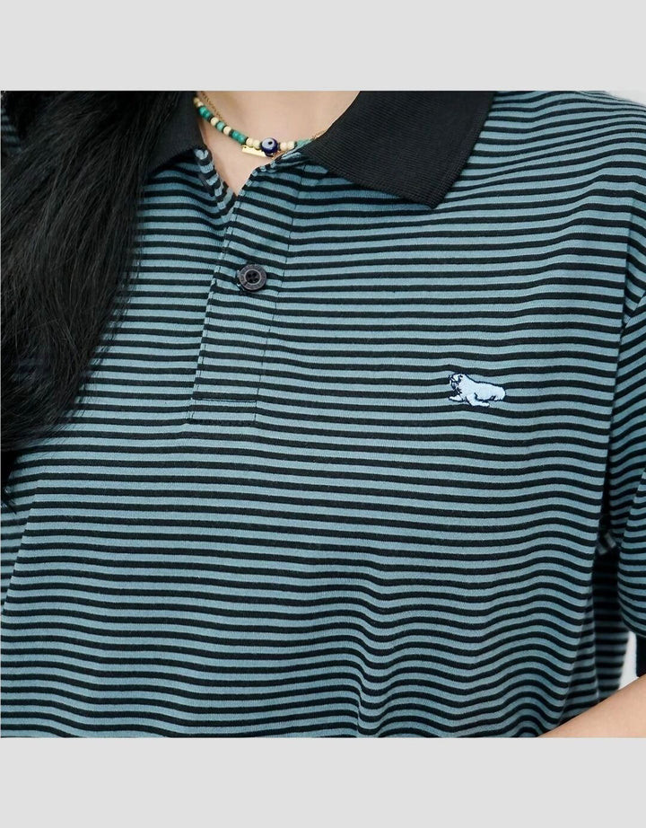 Walrus Polo Kaos Salur Klasik Uniseks