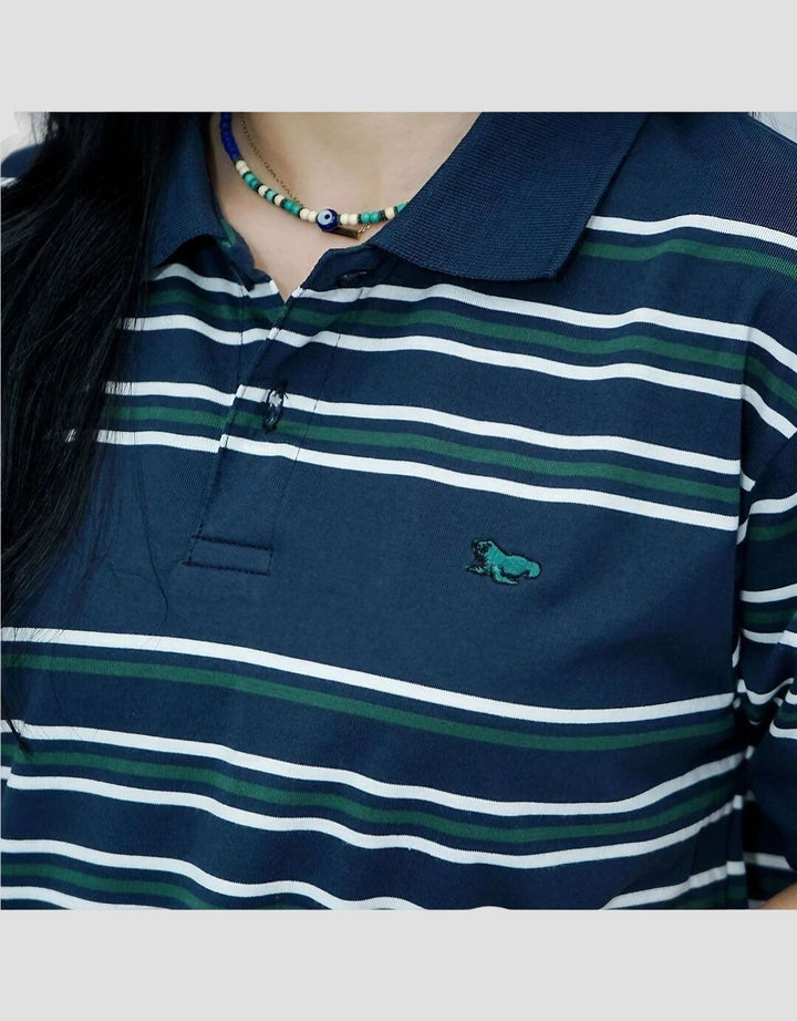 Walrus Polo Kemeja Salur Garis Uniseks