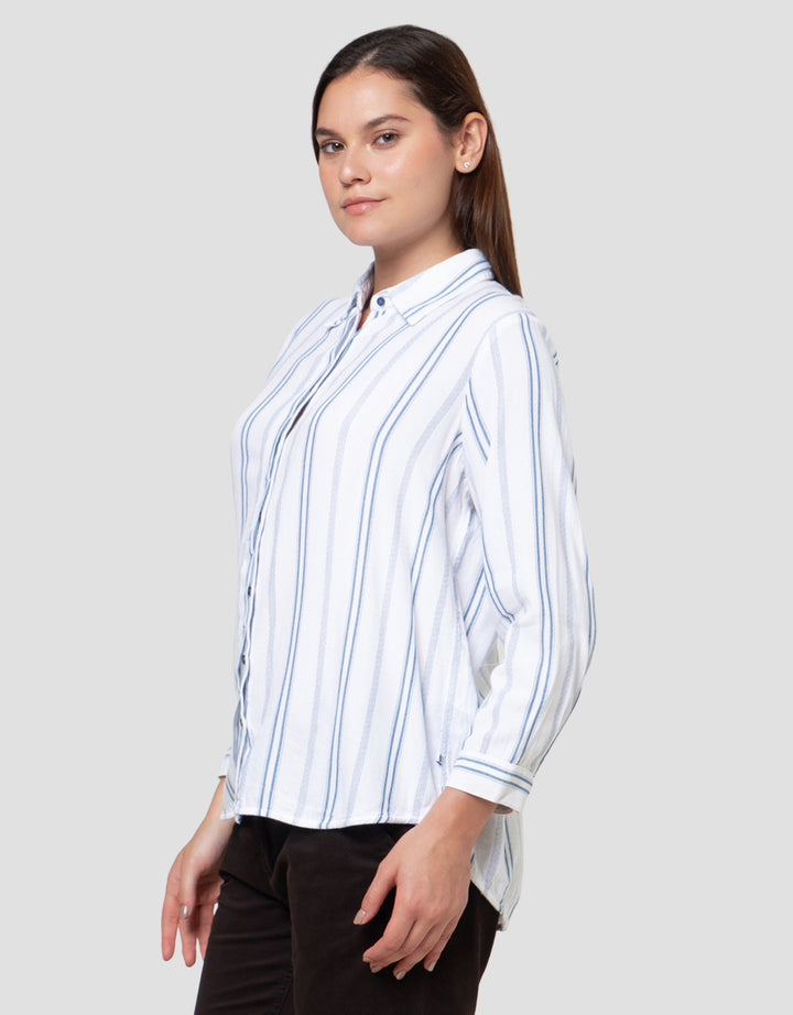 Cardinal Girl Print Stripes Kemeja Wanita