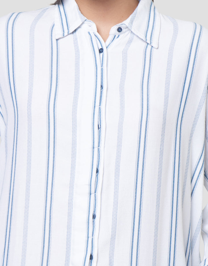 Cardinal Girl Print Stripes Kemeja Wanita