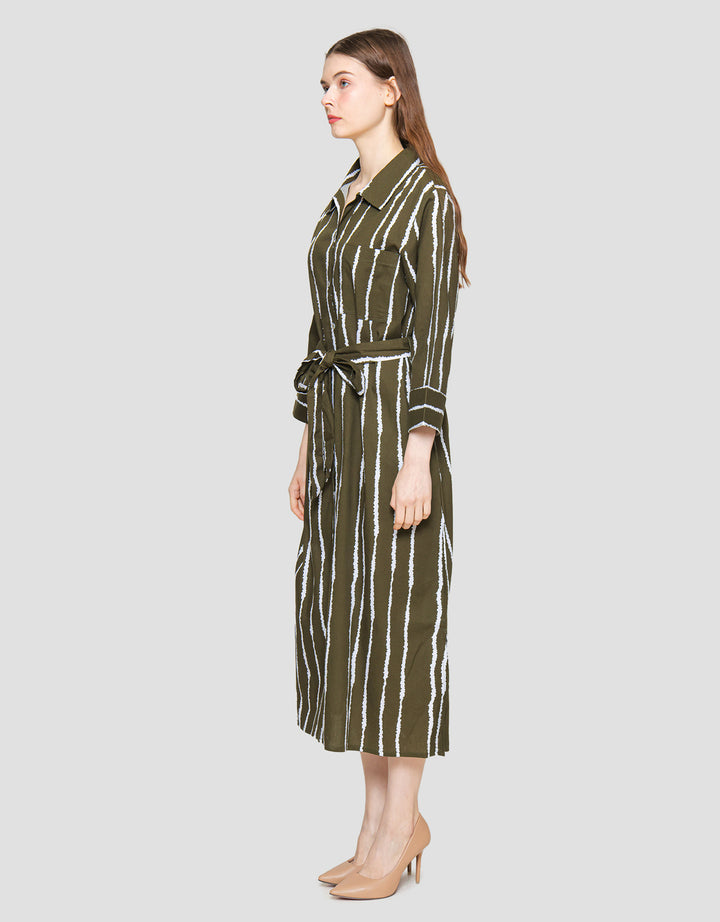 St. Yves Stripy Cotton Kemeja Dress Wanita