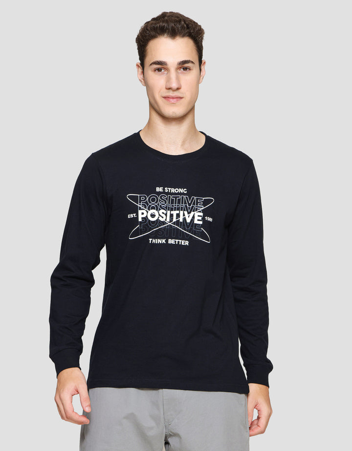 T Zone Print Linear Geometric Positive Kaos Pria
