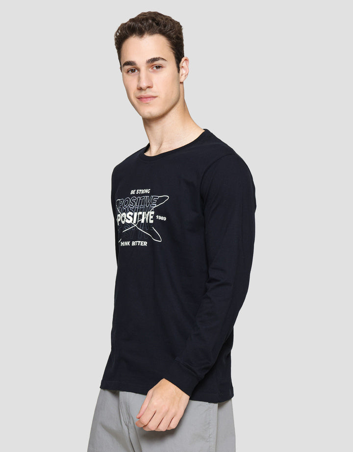 T Zone Print Linear Geometric Positive Kaos Pria