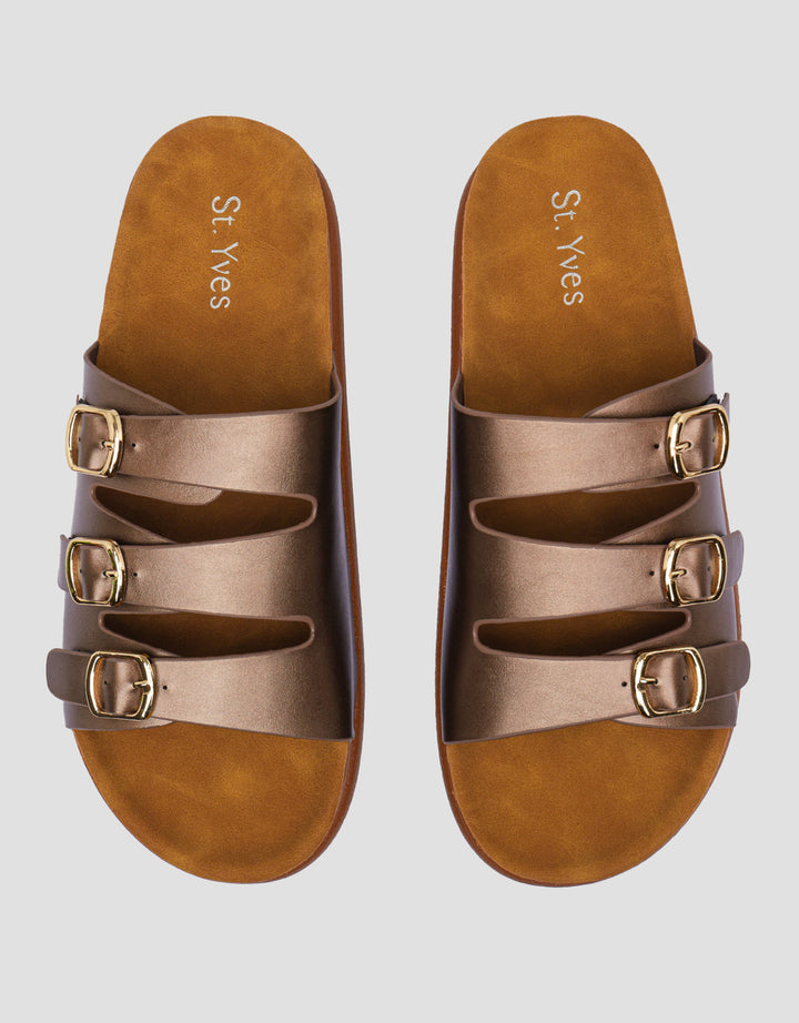 St. Yves Three Buckle Sandal Slipper Wanita