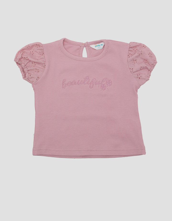 Little M Ribbed With Bordir Blouse Anak Perempuan