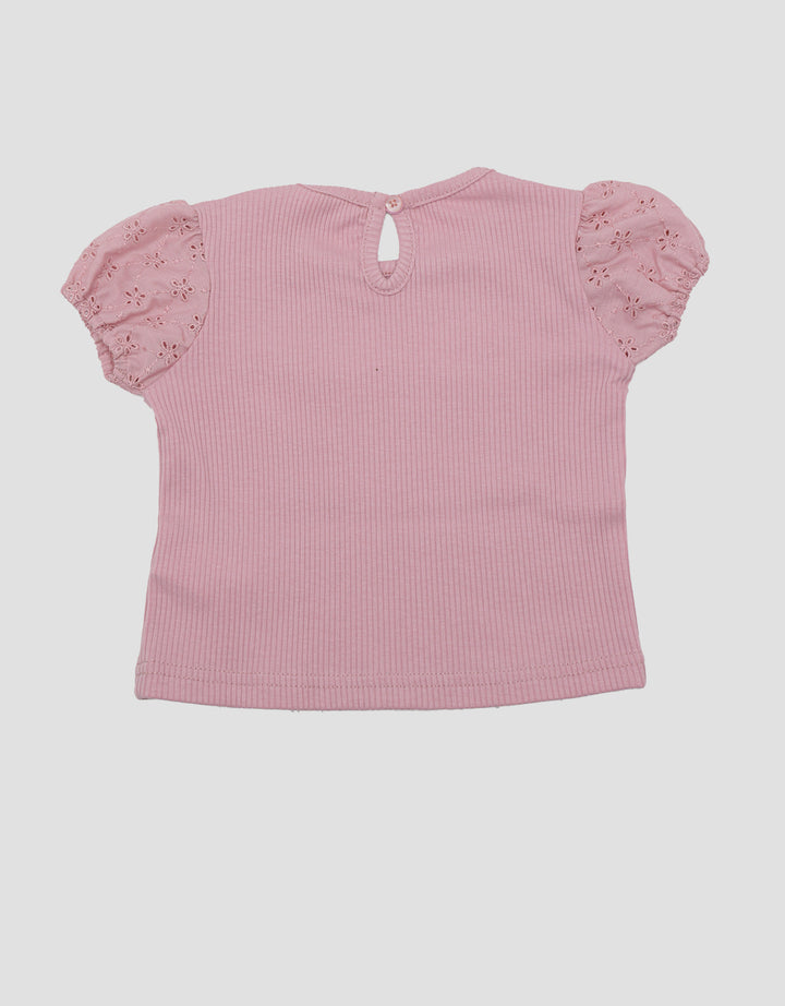 Little M Ribbed With Embroidery Blouse for Girls