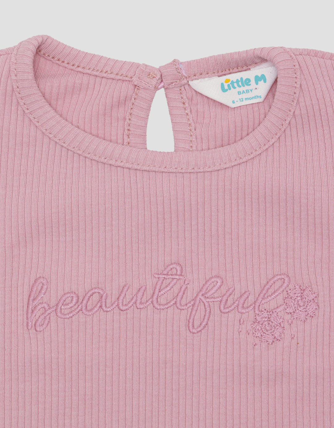 Little M Ribbed With Embroidery Blouse for Girls