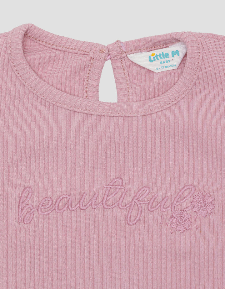 Little M Ribbed With Embroidery Blouse for Girls