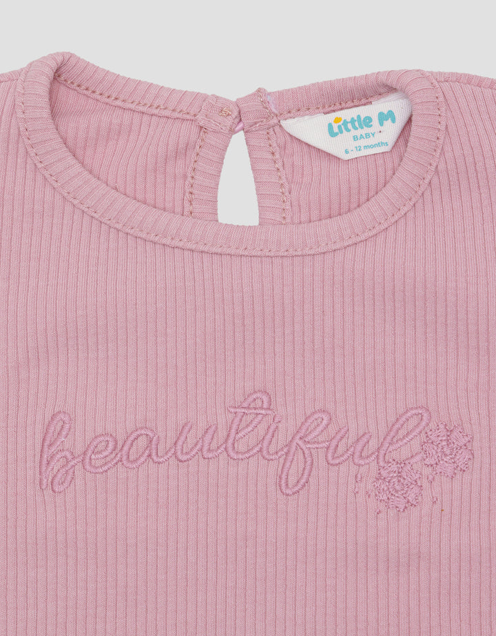 Little M Ribbed With Bordir Blouse Anak Perempuan