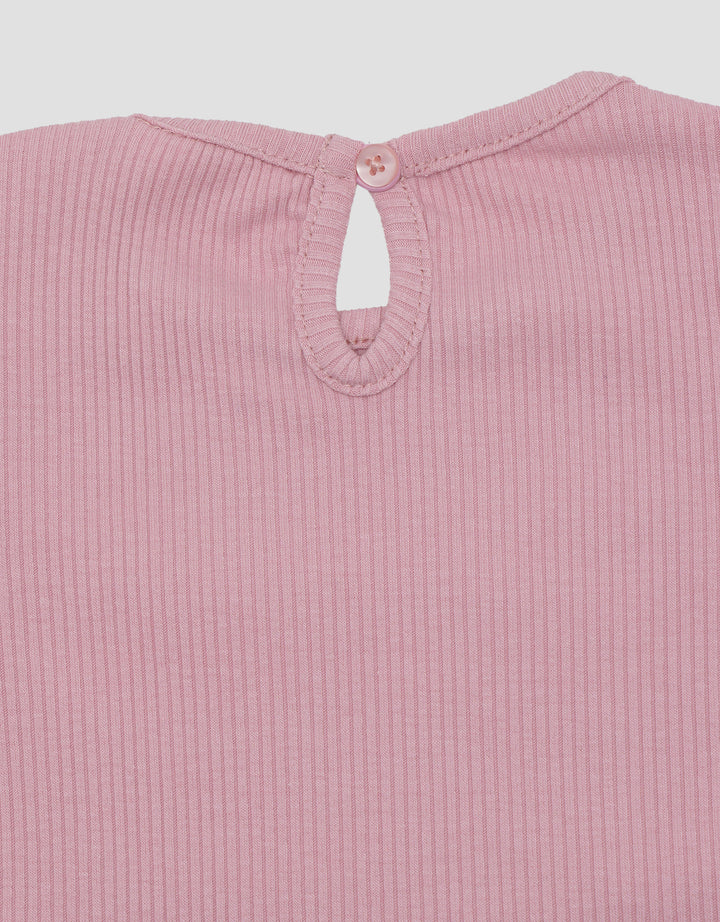 Little M Ribbed With Bordir Blouse Anak Perempuan